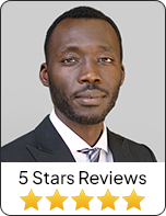 Image of Malick Djiba attorney with a 5.0-star review rating displayed below.